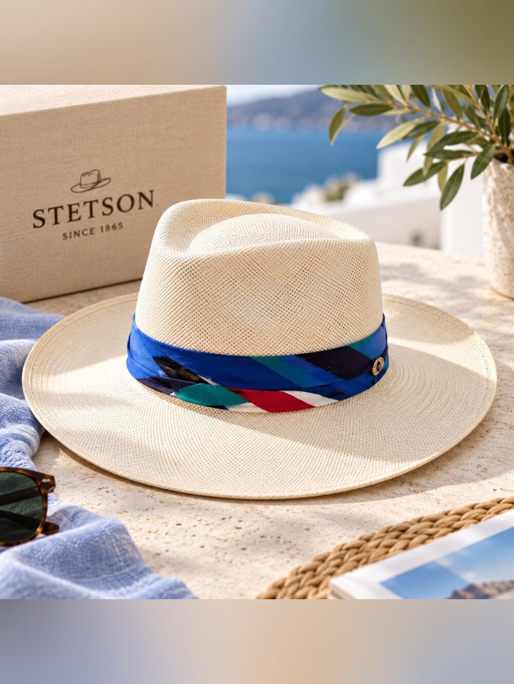 Stetson Genuine Shantung Panama Hat Size 7 1/8 Wide Brim Summer Straw